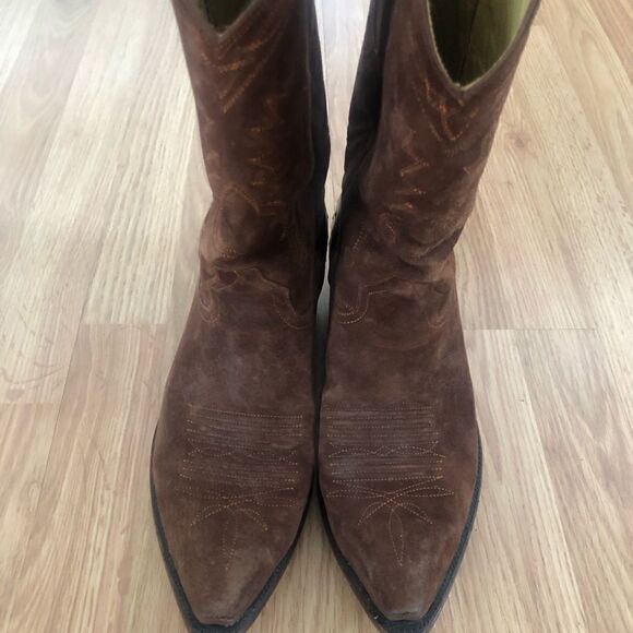 BACK AT THE RANCH El Rancho 12” Suede Leather/Ostrich Cowboy Boots - Picture 2 of 15